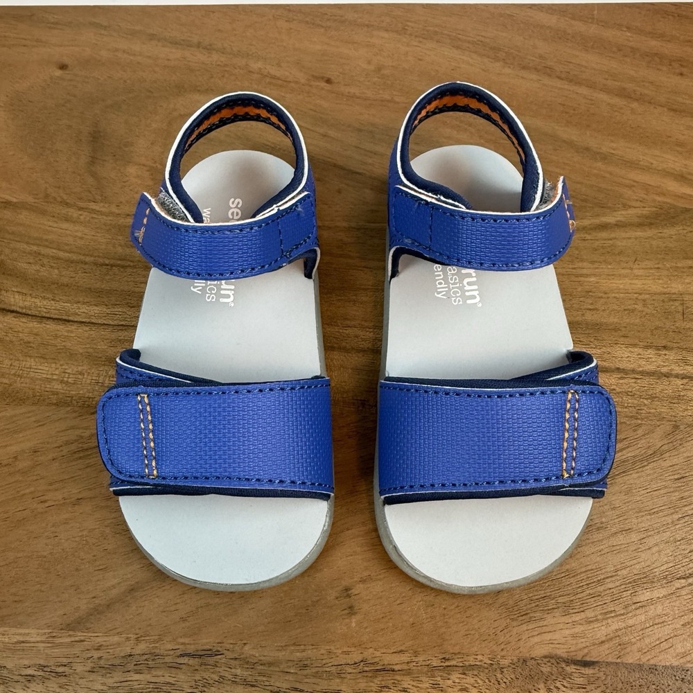 New‎ Little Kids Boys See Kai Run Logan Blue Walking Sandals Size 6 C